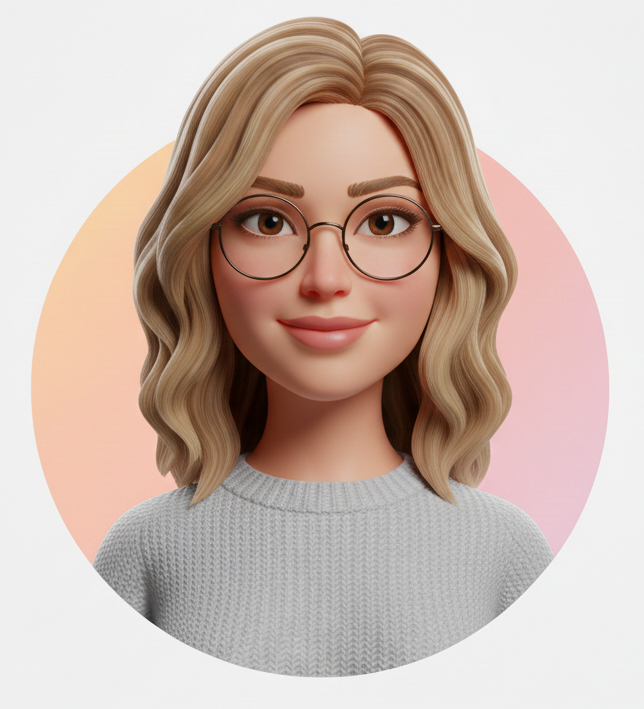 אווטאר 3D של לקוחה עם משקפיים מחייכת - המלצות לקוחות לאתר